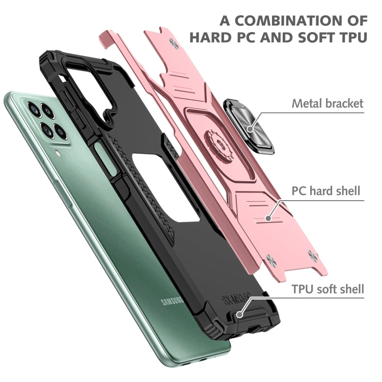 For Samsung Galaxy M53 Magnetic Armor Shockproof TPU + PC Phone Case with Metal Ring Holder