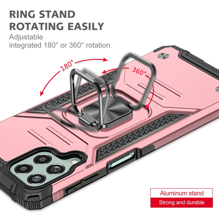 For Samsung Galaxy M53 Magnetic Armor Shockproof TPU + PC Phone Case with Metal Ring Holder