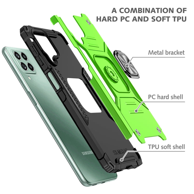For Samsung Galaxy M53 Magnetic Armor Shockproof TPU + PC Phone Case with Metal Ring Holder