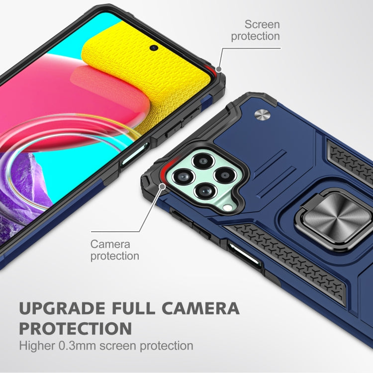 For Samsung Galaxy M53 Magnetic Armor Shockproof TPU + PC Phone Case with Metal Ring Holder