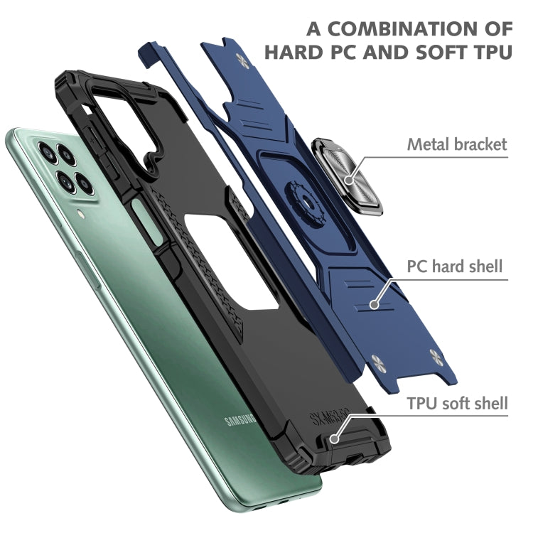 For Samsung Galaxy M53 Magnetic Armor Shockproof TPU + PC Phone Case with Metal Ring Holder