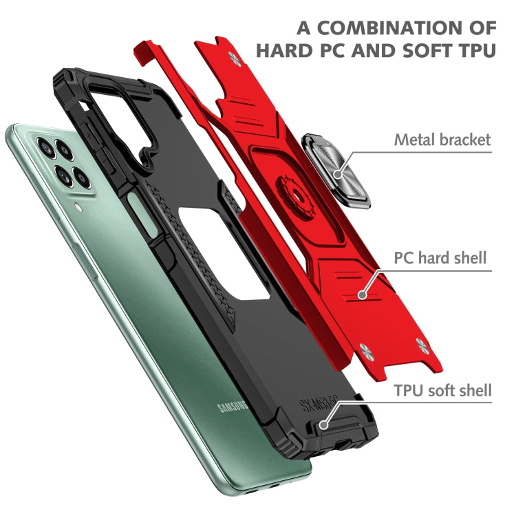 For Samsung Galaxy M53 Magnetic Armor Shockproof TPU + PC Phone Case with Metal Ring Holder