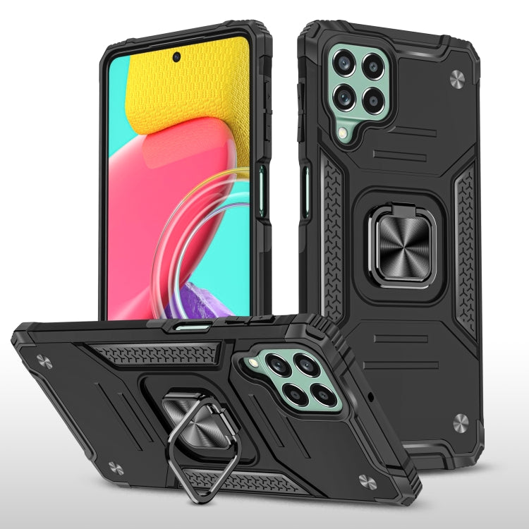 For Samsung Galaxy M53 Magnetic Armor Shockproof TPU + PC Phone Case with Metal Ring Holder
