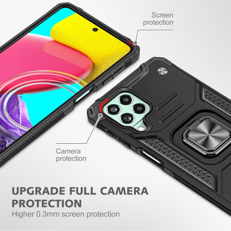 For Samsung Galaxy M53 Magnetic Armor Shockproof TPU + PC Phone Case with Metal Ring Holder