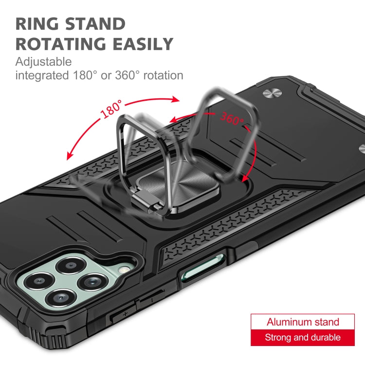 For Samsung Galaxy M53 Magnetic Armor Shockproof TPU + PC Phone Case with Metal Ring Holder