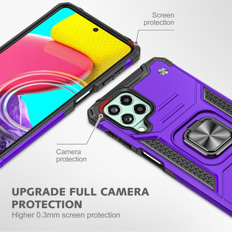 For Samsung Galaxy M53 Magnetic Armor Shockproof TPU + PC Phone Case with Metal Ring Holder