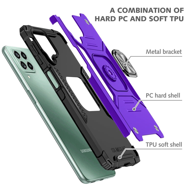 For Samsung Galaxy M53 Magnetic Armor Shockproof TPU + PC Phone Case with Metal Ring Holder