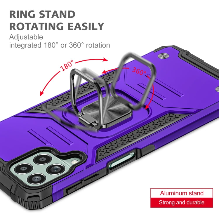 For Samsung Galaxy M53 Magnetic Armor Shockproof TPU + PC Phone Case with Metal Ring Holder