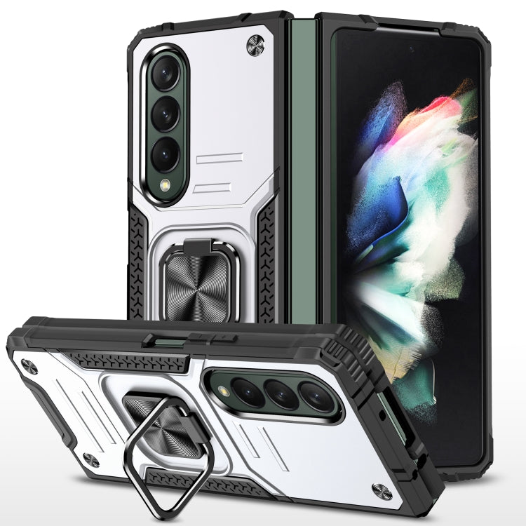 For Samsung Galaxy Z Fold4 Magnetic Armor Shockproof TPU + PC Phone Case with Metal Ring Holder