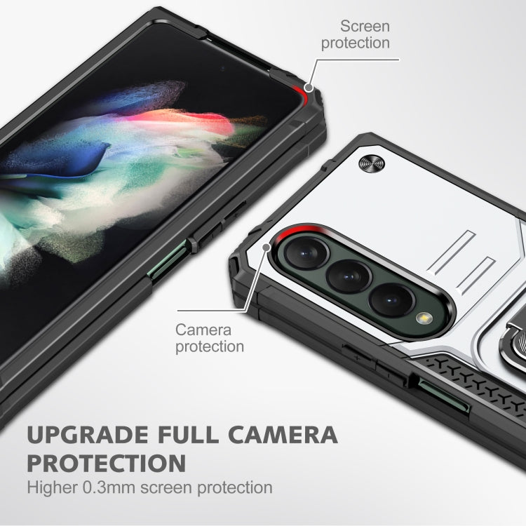 For Samsung Galaxy Z Fold4 Magnetic Armor Shockproof TPU + PC Phone Case with Metal Ring Holder