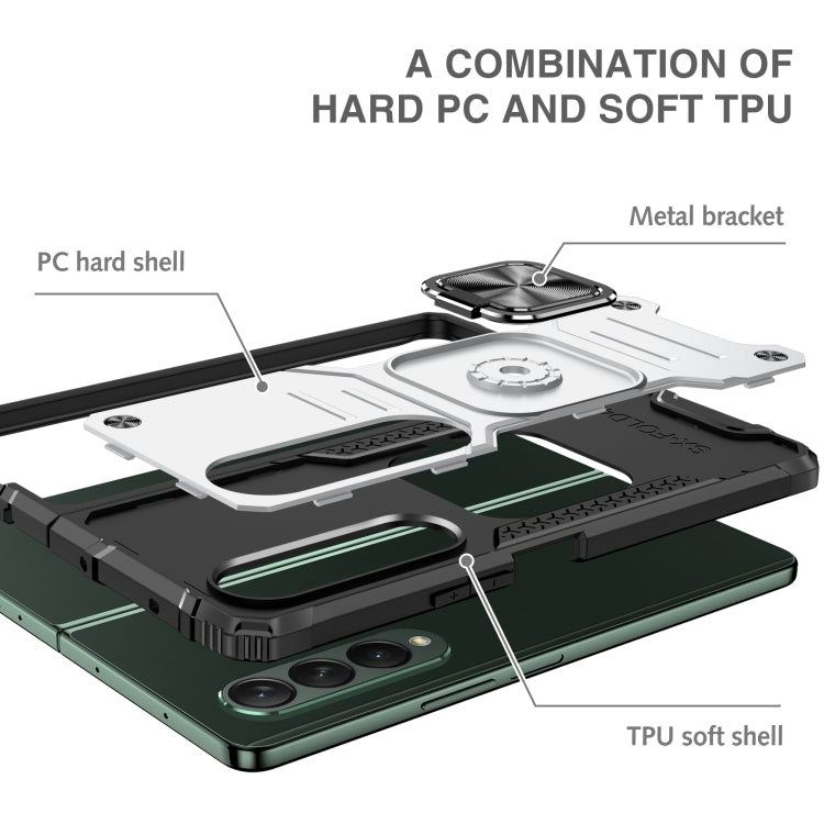 For Samsung Galaxy Z Fold4 Magnetic Armor Shockproof TPU + PC Phone Case with Metal Ring Holder