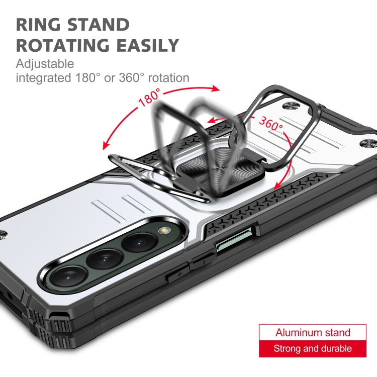 For Samsung Galaxy Z Fold4 Magnetic Armor Shockproof TPU + PC Phone Case with Metal Ring Holder