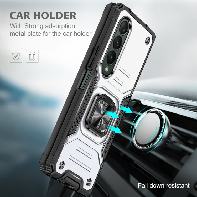 For Samsung Galaxy Z Fold4 Magnetic Armor Shockproof TPU + PC Phone Case with Metal Ring Holder