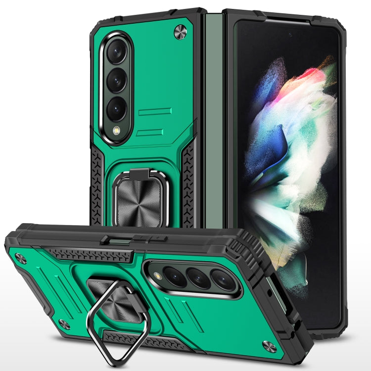For Samsung Galaxy Z Fold4 Magnetic Armor Shockproof TPU + PC Phone Case with Metal Ring Holder