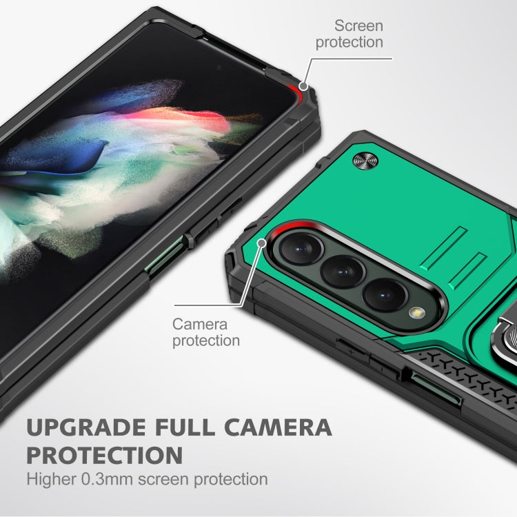 For Samsung Galaxy Z Fold4 Magnetic Armor Shockproof TPU + PC Phone Case with Metal Ring Holder
