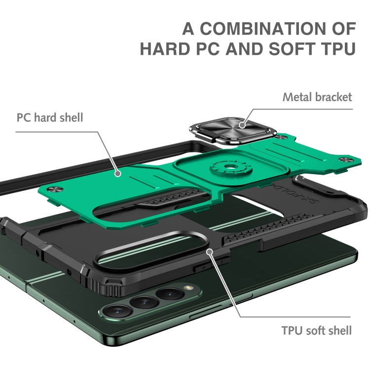 For Samsung Galaxy Z Fold4 Magnetic Armor Shockproof TPU + PC Phone Case with Metal Ring Holder