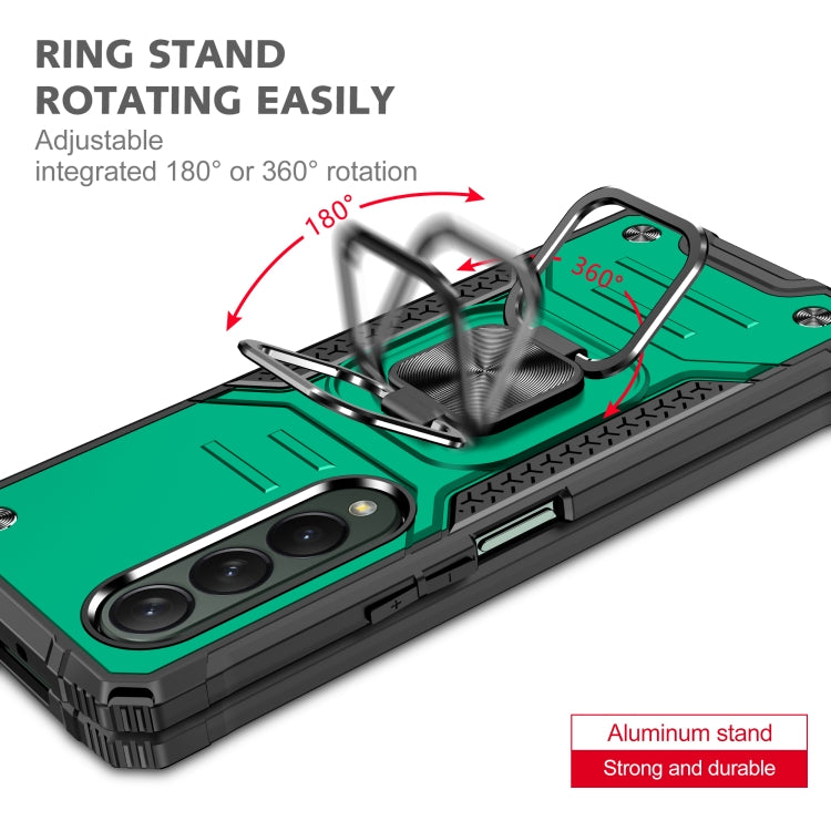 For Samsung Galaxy Z Fold4 Magnetic Armor Shockproof TPU + PC Phone Case with Metal Ring Holder