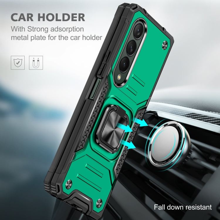 For Samsung Galaxy Z Fold4 Magnetic Armor Shockproof TPU + PC Phone Case with Metal Ring Holder