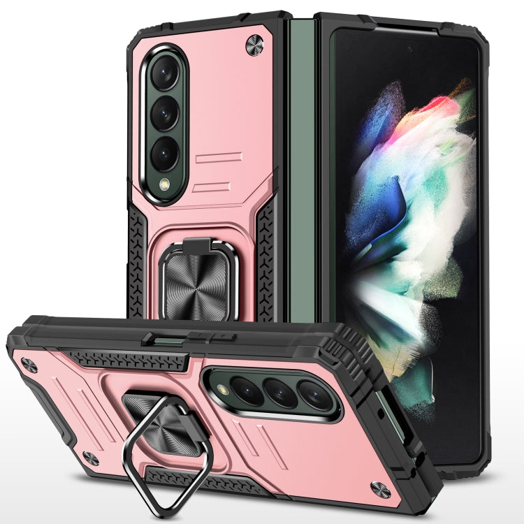 For Samsung Galaxy Z Fold4 Magnetic Armor Shockproof TPU + PC Phone Case with Metal Ring Holder