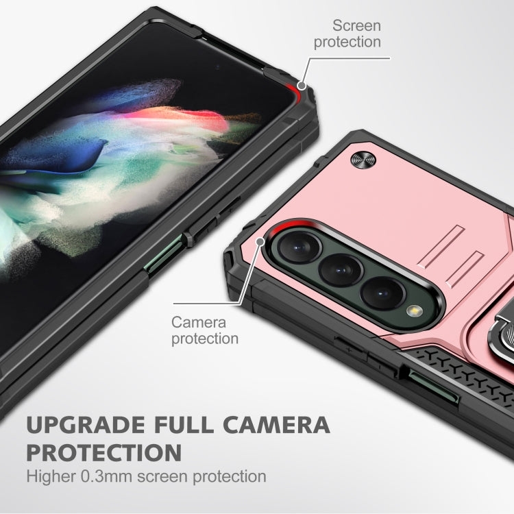 For Samsung Galaxy Z Fold4 Magnetic Armor Shockproof TPU + PC Phone Case with Metal Ring Holder
