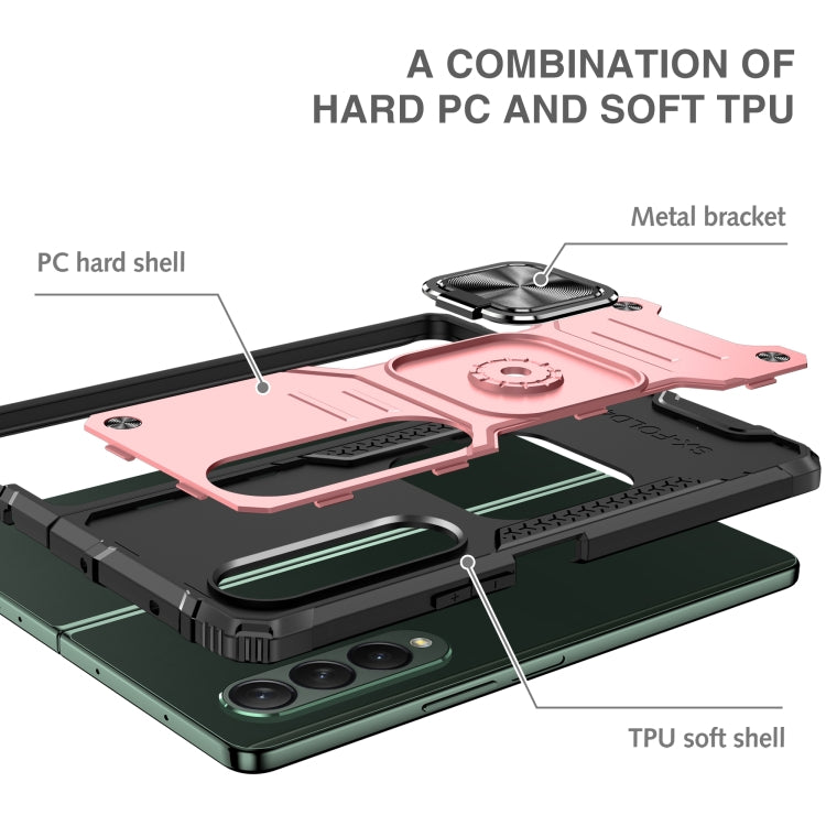 For Samsung Galaxy Z Fold4 Magnetic Armor Shockproof TPU + PC Phone Case with Metal Ring Holder