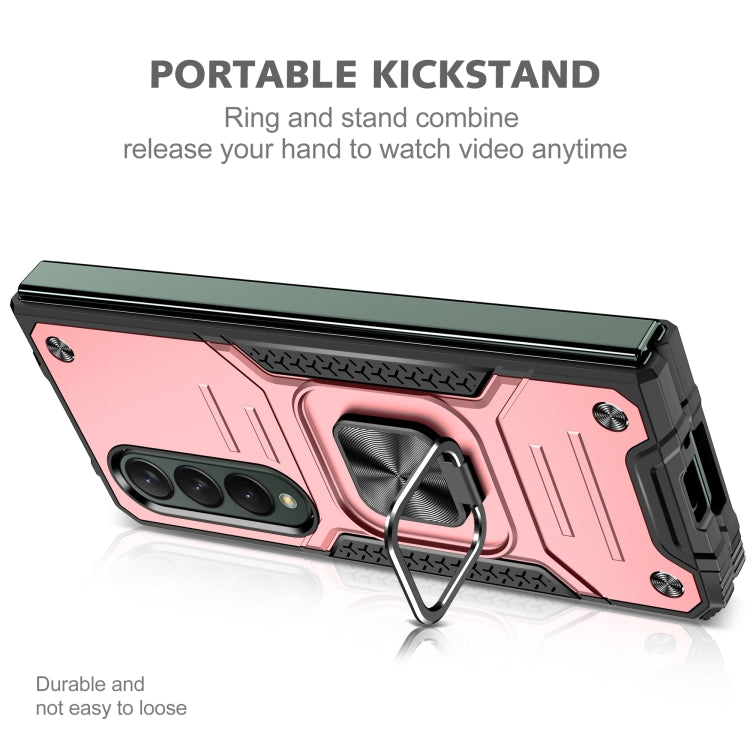 For Samsung Galaxy Z Fold4 Magnetic Armor Shockproof TPU + PC Phone Case with Metal Ring Holder