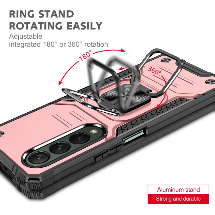 For Samsung Galaxy Z Fold4 Magnetic Armor Shockproof TPU + PC Phone Case with Metal Ring Holder