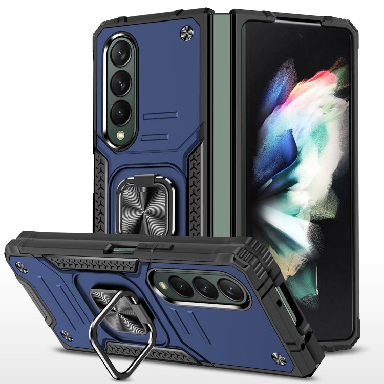 For Samsung Galaxy Z Fold4 Magnetic Armor Shockproof TPU + PC Phone Case with Metal Ring Holder