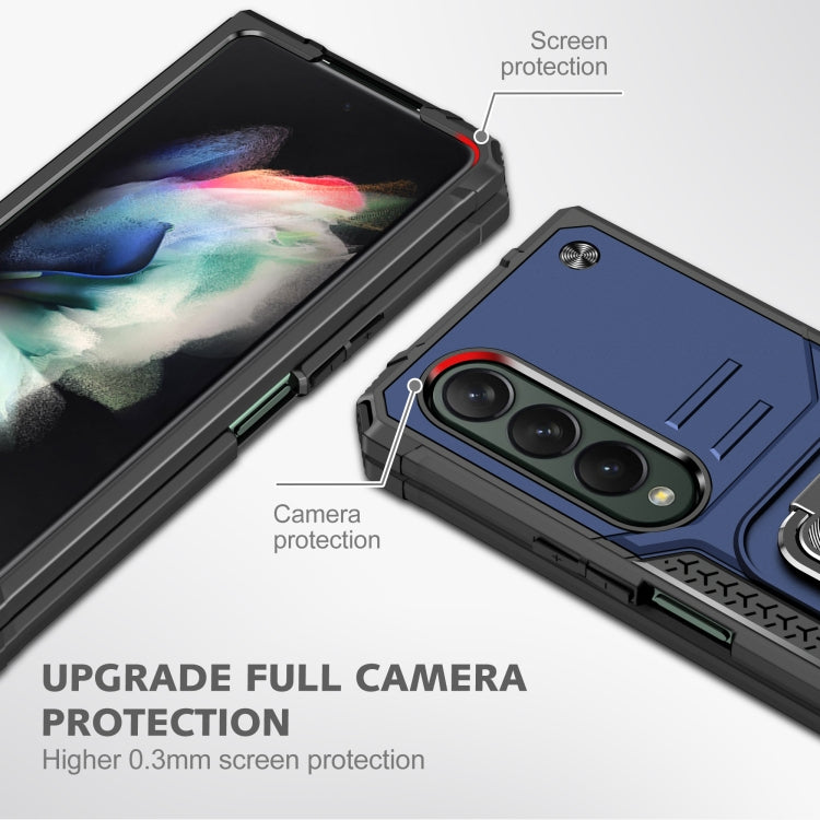 For Samsung Galaxy Z Fold4 Magnetic Armor Shockproof TPU + PC Phone Case with Metal Ring Holder