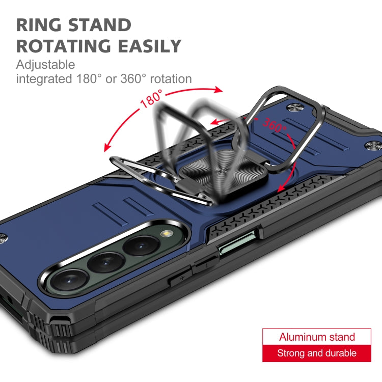 For Samsung Galaxy Z Fold4 Magnetic Armor Shockproof TPU + PC Phone Case with Metal Ring Holder