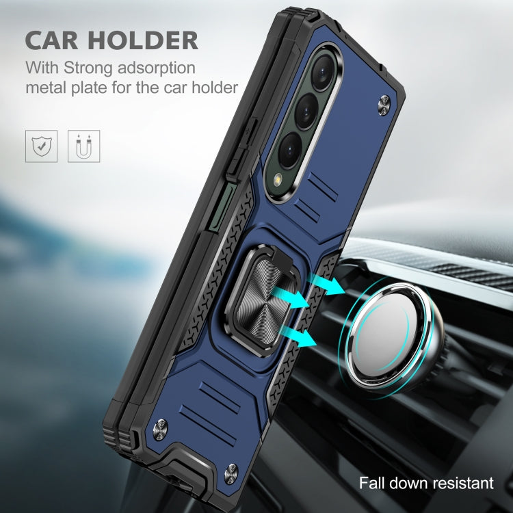 For Samsung Galaxy Z Fold4 Magnetic Armor Shockproof TPU + PC Phone Case with Metal Ring Holder