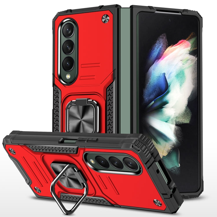 For Samsung Galaxy Z Fold4 Magnetic Armor Shockproof TPU + PC Phone Case with Metal Ring Holder