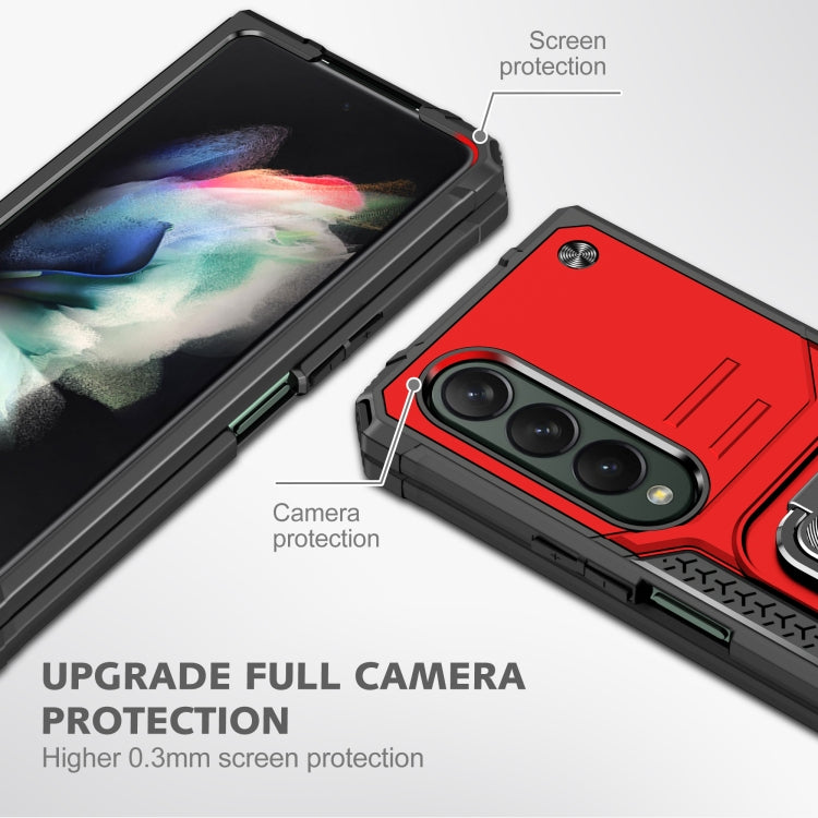 For Samsung Galaxy Z Fold4 Magnetic Armor Shockproof TPU + PC Phone Case with Metal Ring Holder