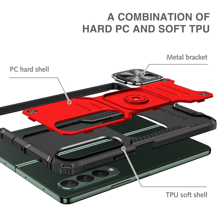 For Samsung Galaxy Z Fold4 Magnetic Armor Shockproof TPU + PC Phone Case with Metal Ring Holder