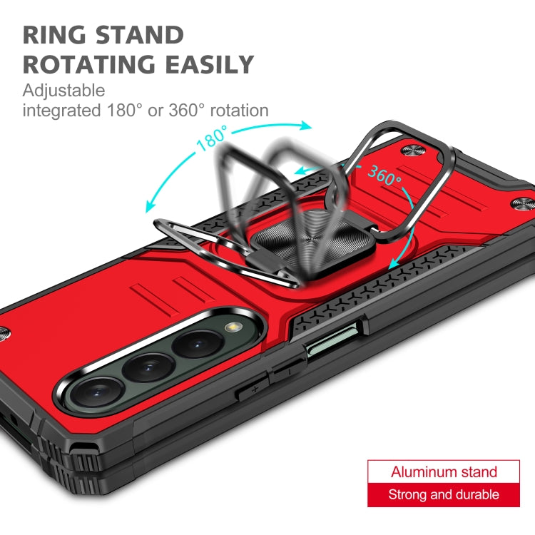For Samsung Galaxy Z Fold4 Magnetic Armor Shockproof TPU + PC Phone Case with Metal Ring Holder