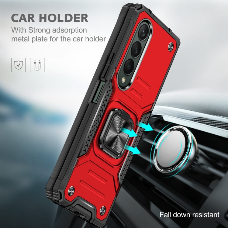 For Samsung Galaxy Z Fold4 Magnetic Armor Shockproof TPU + PC Phone Case with Metal Ring Holder
