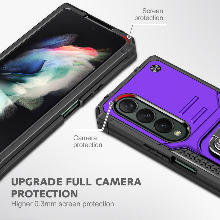 For Samsung Galaxy Z Fold4 Magnetic Armor Shockproof TPU + PC Phone Case with Metal Ring Holder