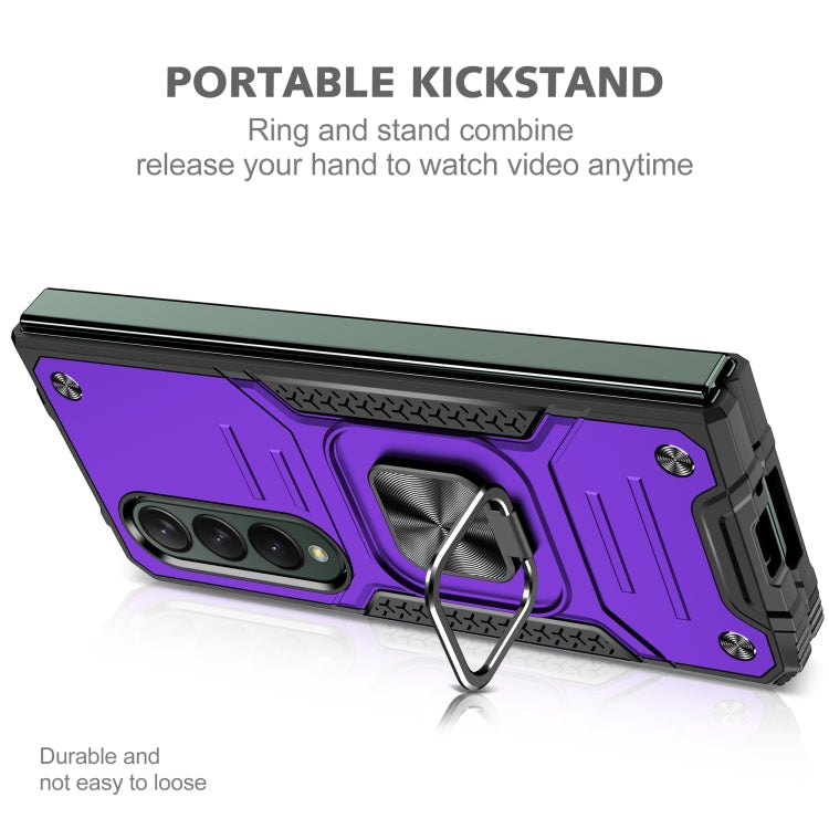 For Samsung Galaxy Z Fold4 Magnetic Armor Shockproof TPU + PC Phone Case with Metal Ring Holder
