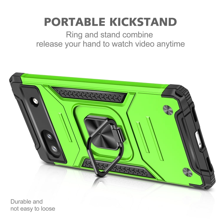 For Google Pixel 6A Magnetic Armor Shockproof TPU + PC Phone Case with Metal Ring Holder