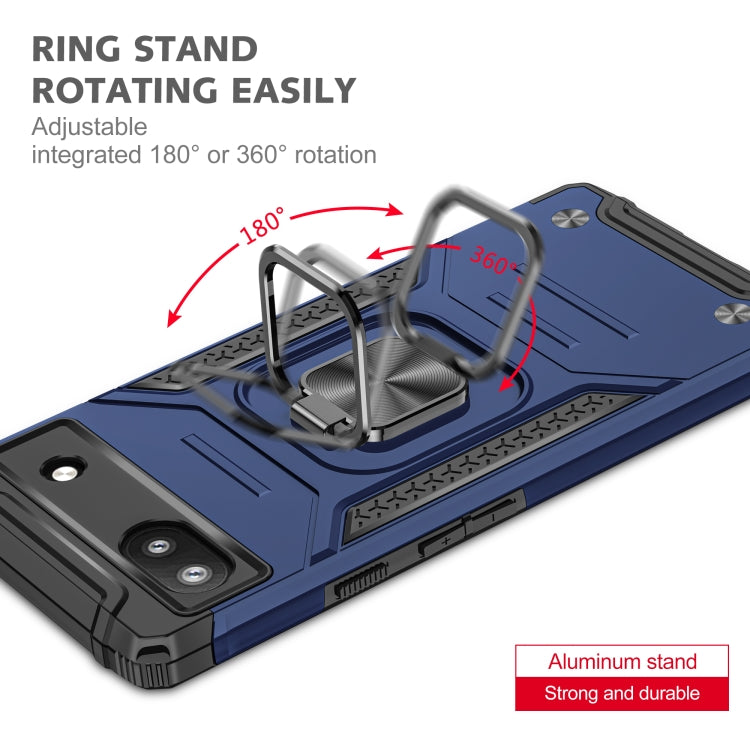 For Google Pixel 6A Magnetic Armor Shockproof TPU + PC Phone Case with Metal Ring Holder