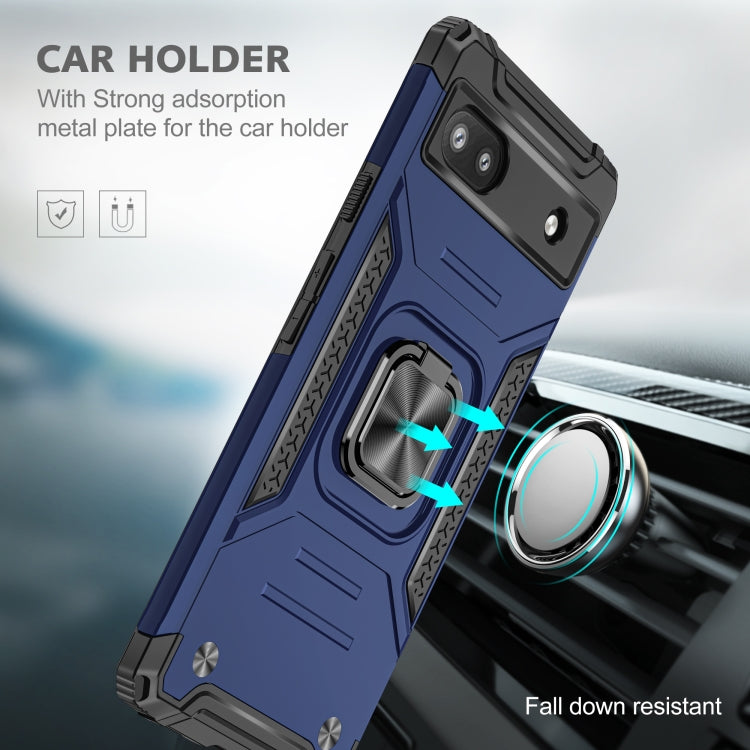 For Google Pixel 6A Magnetic Armor Shockproof TPU + PC Phone Case with Metal Ring Holder
