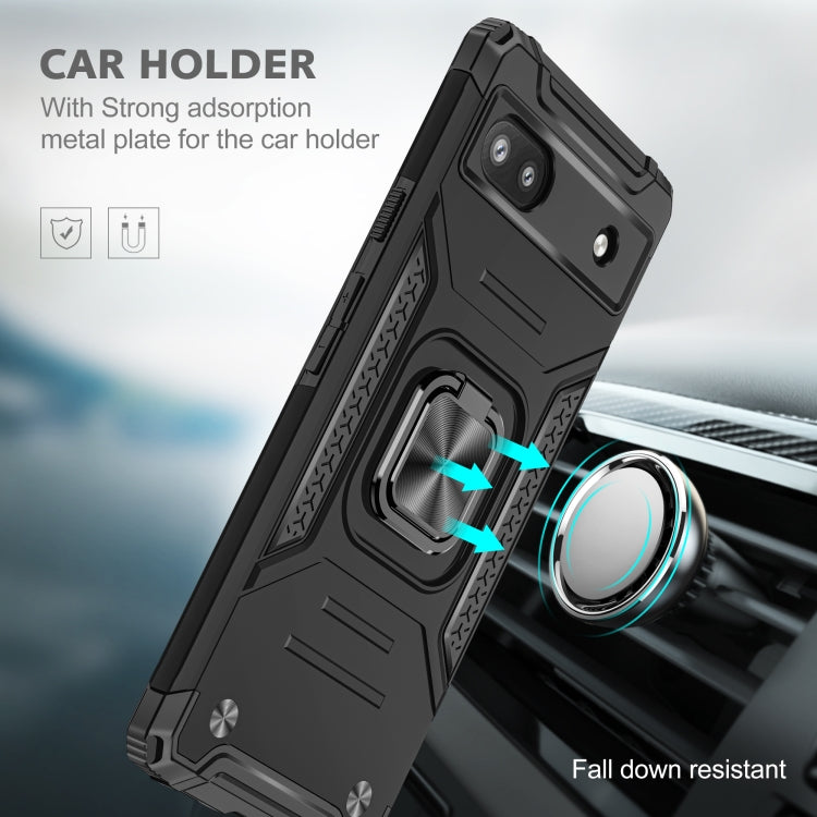 For Google Pixel 6A Magnetic Armor Shockproof TPU + PC Phone Case with Metal Ring Holder