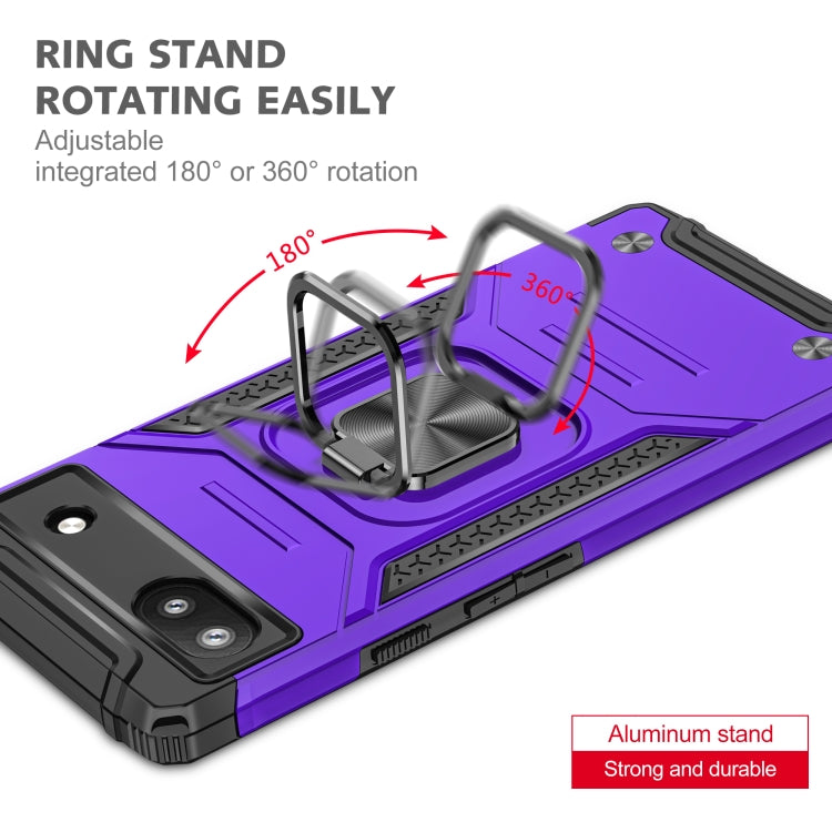 For Google Pixel 6A Magnetic Armor Shockproof TPU + PC Phone Case with Metal Ring Holder