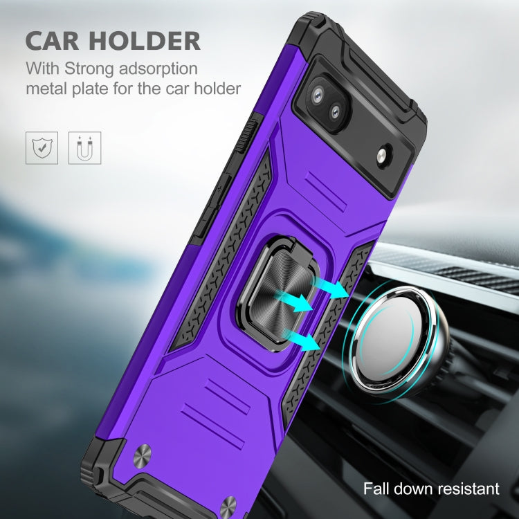 For Google Pixel 6A Magnetic Armor Shockproof TPU + PC Phone Case with Metal Ring Holder