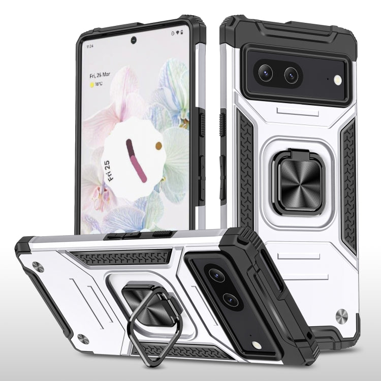 For Google Pixel 7 Magnetic Armor Shockproof TPU + PC Phone Case with Metal Ring Holder