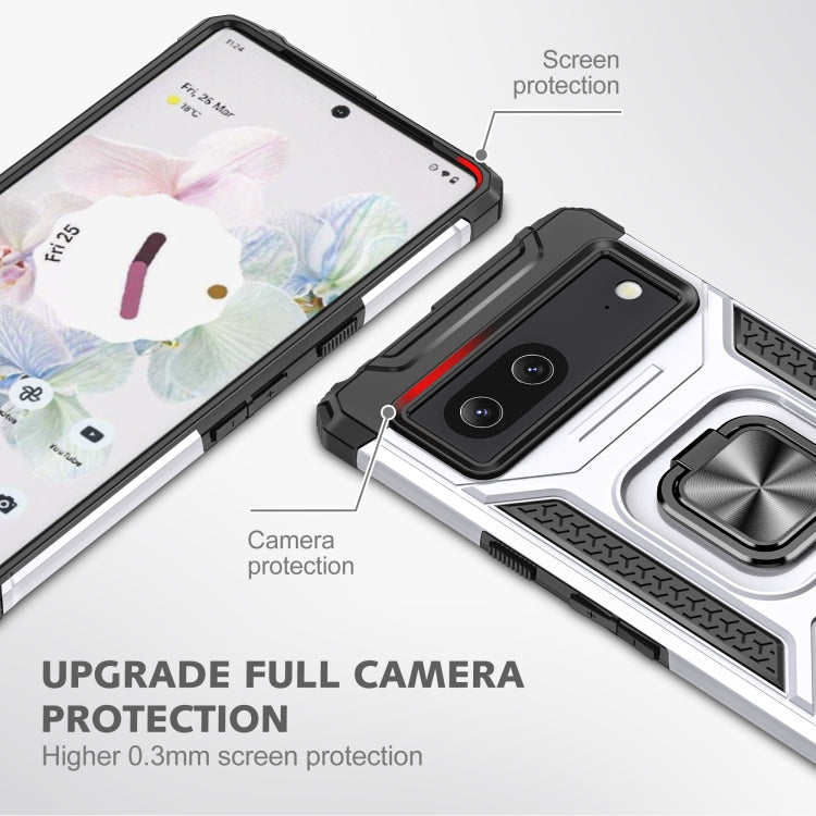 For Google Pixel 7 Magnetic Armor Shockproof TPU + PC Phone Case with Metal Ring Holder