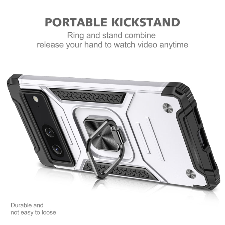 For Google Pixel 7 Magnetic Armor Shockproof TPU + PC Phone Case with Metal Ring Holder