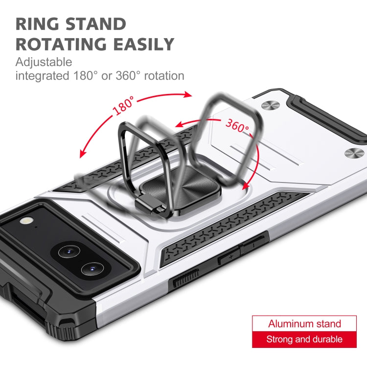 For Google Pixel 7 Magnetic Armor Shockproof TPU + PC Phone Case with Metal Ring Holder
