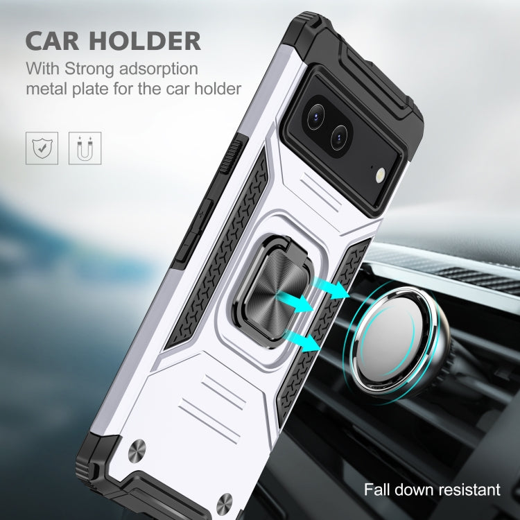 For Google Pixel 7 Magnetic Armor Shockproof TPU + PC Phone Case with Metal Ring Holder