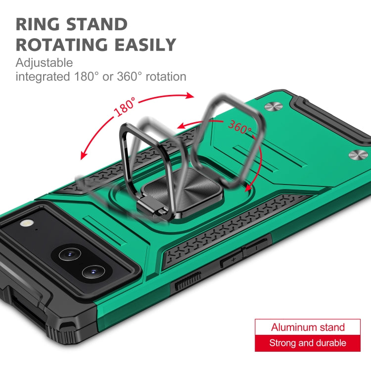 For Google Pixel 7 Magnetic Armor Shockproof TPU + PC Phone Case with Metal Ring Holder